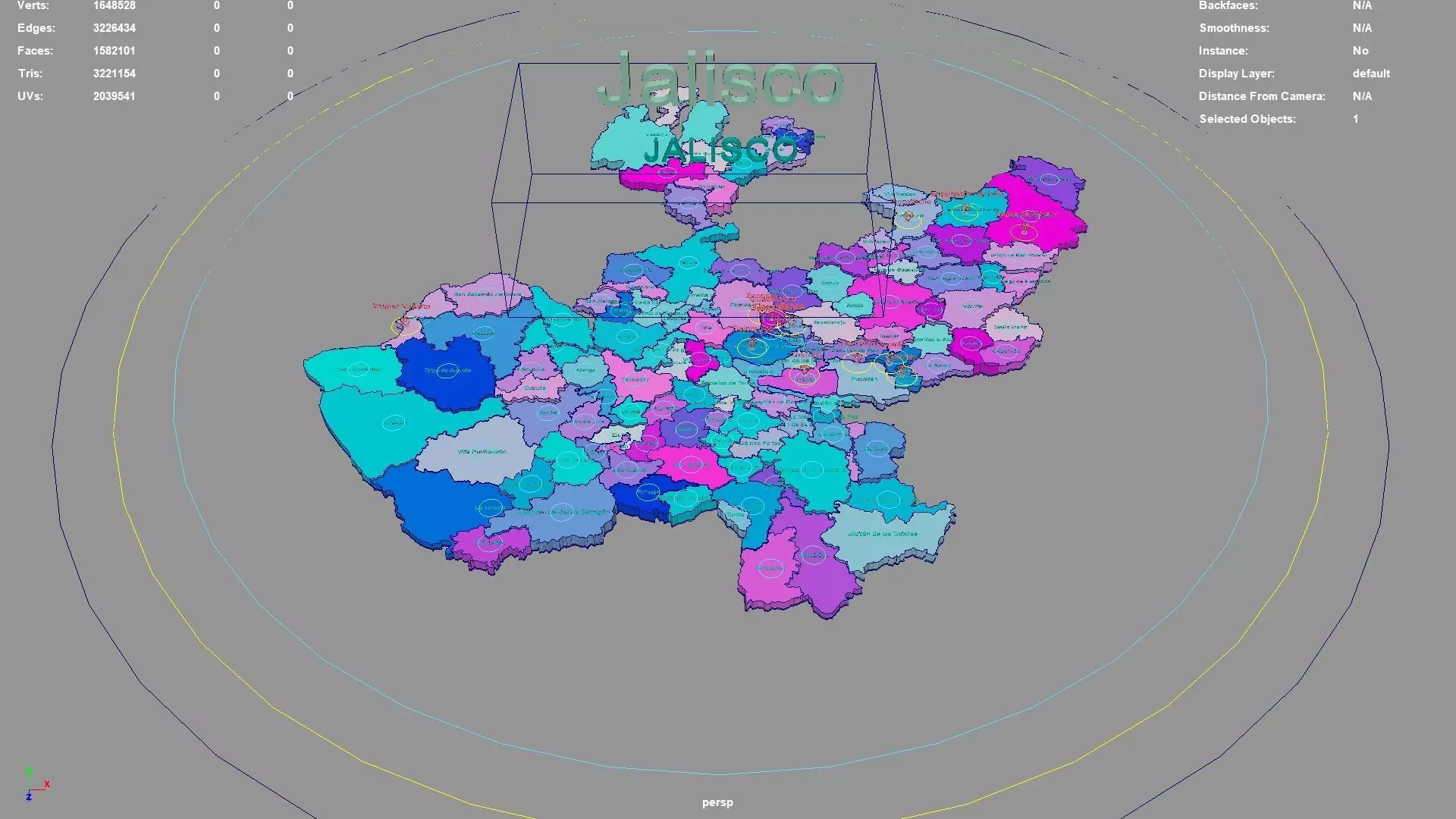Jalisco Mexico map region geography political geographic 3D model