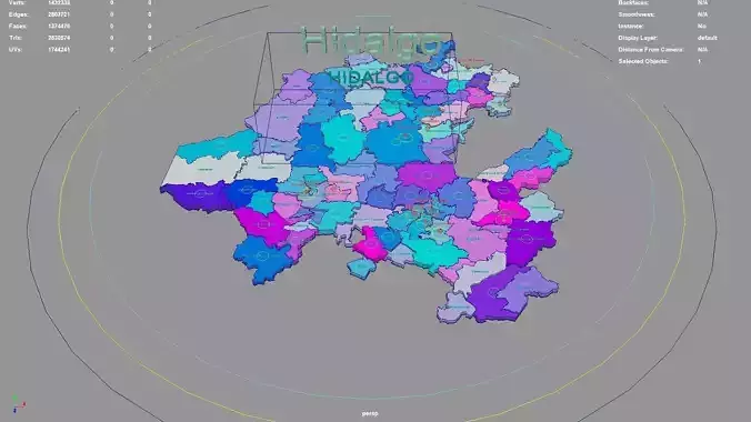 Hidalgo  Mexico map region geography political geographic 3D model