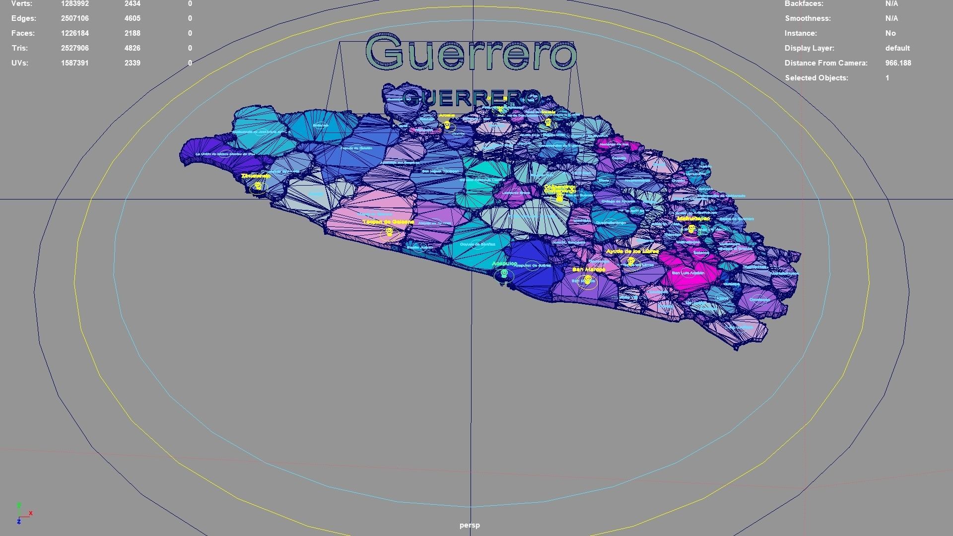 Guerrero Mexico map region geography political geographic 3D model_3