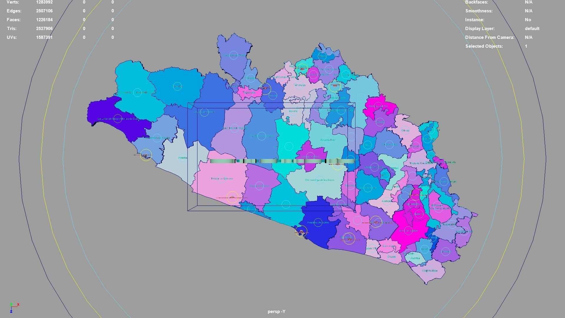 Guerrero Mexico map region geography political geographic 3D model_1