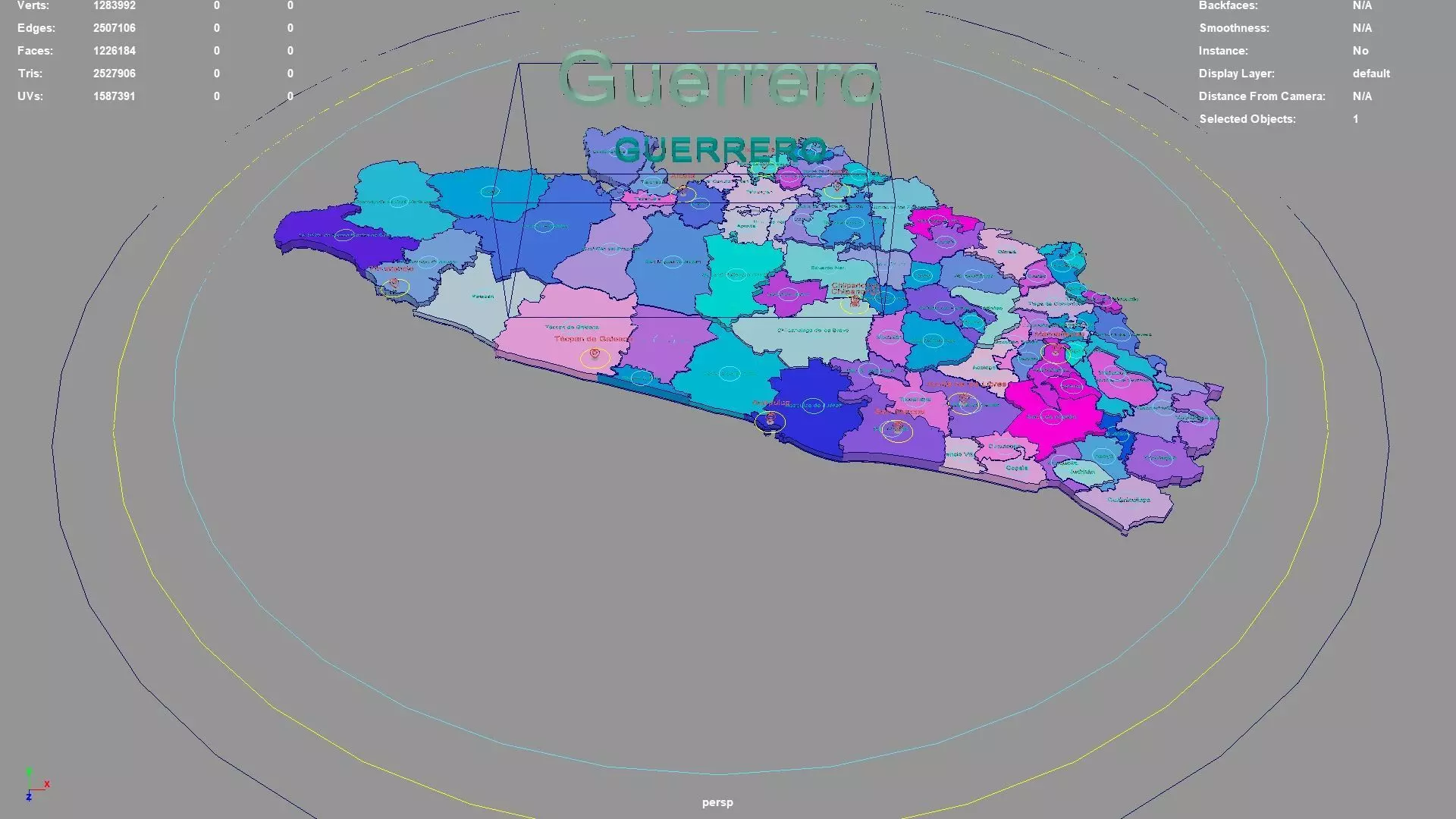 Guerrero Mexico map region geography political geographic 3D model_0