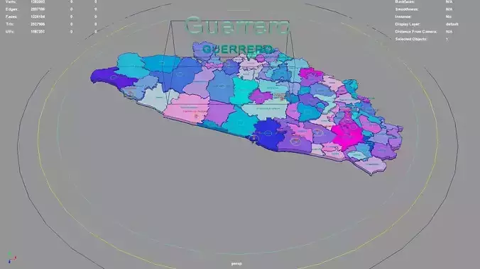 Guerrero  Mexico map region geography political geographic 3D model