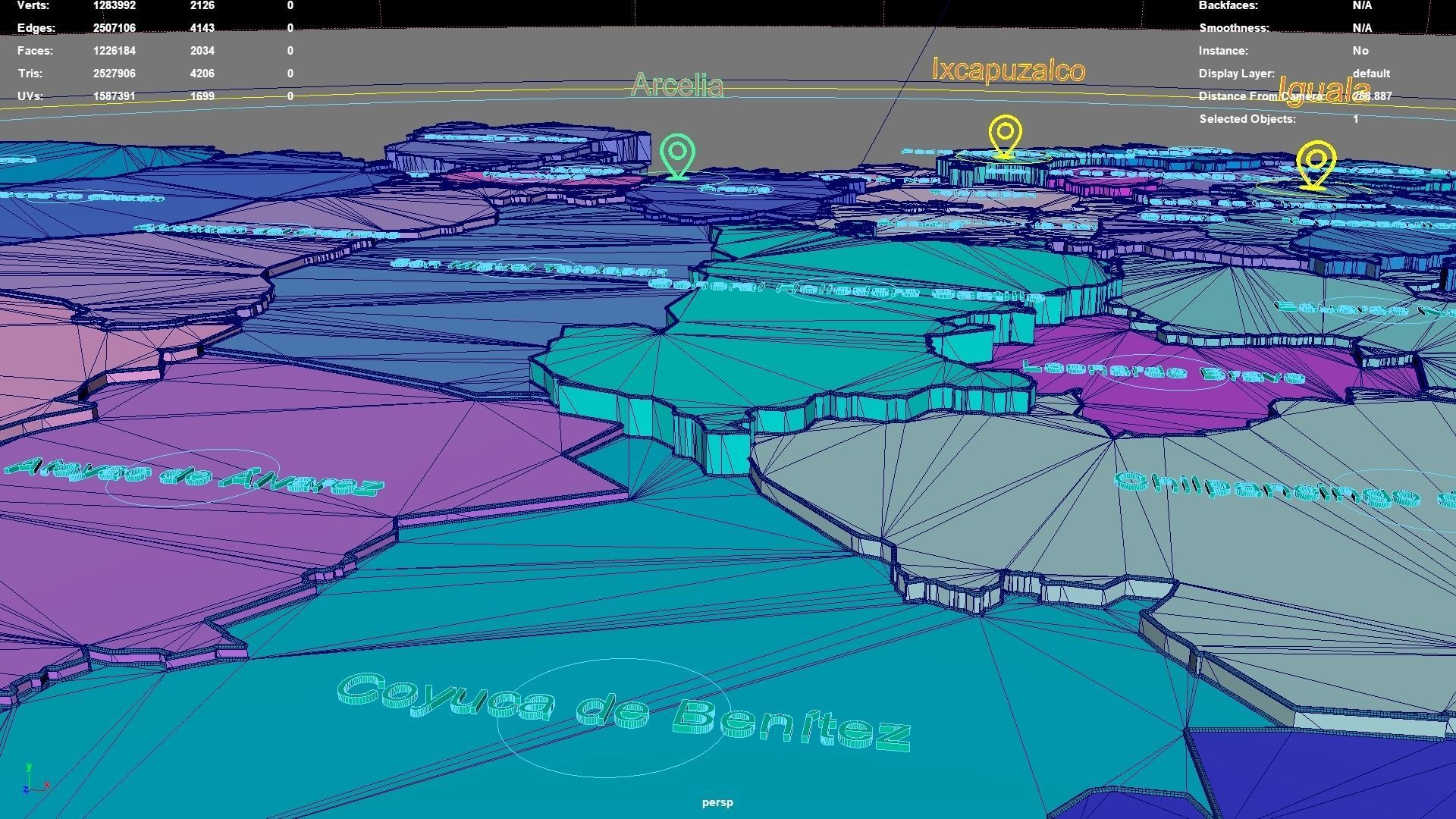 Guerrero Mexico map region geography political geographic 3D model_6