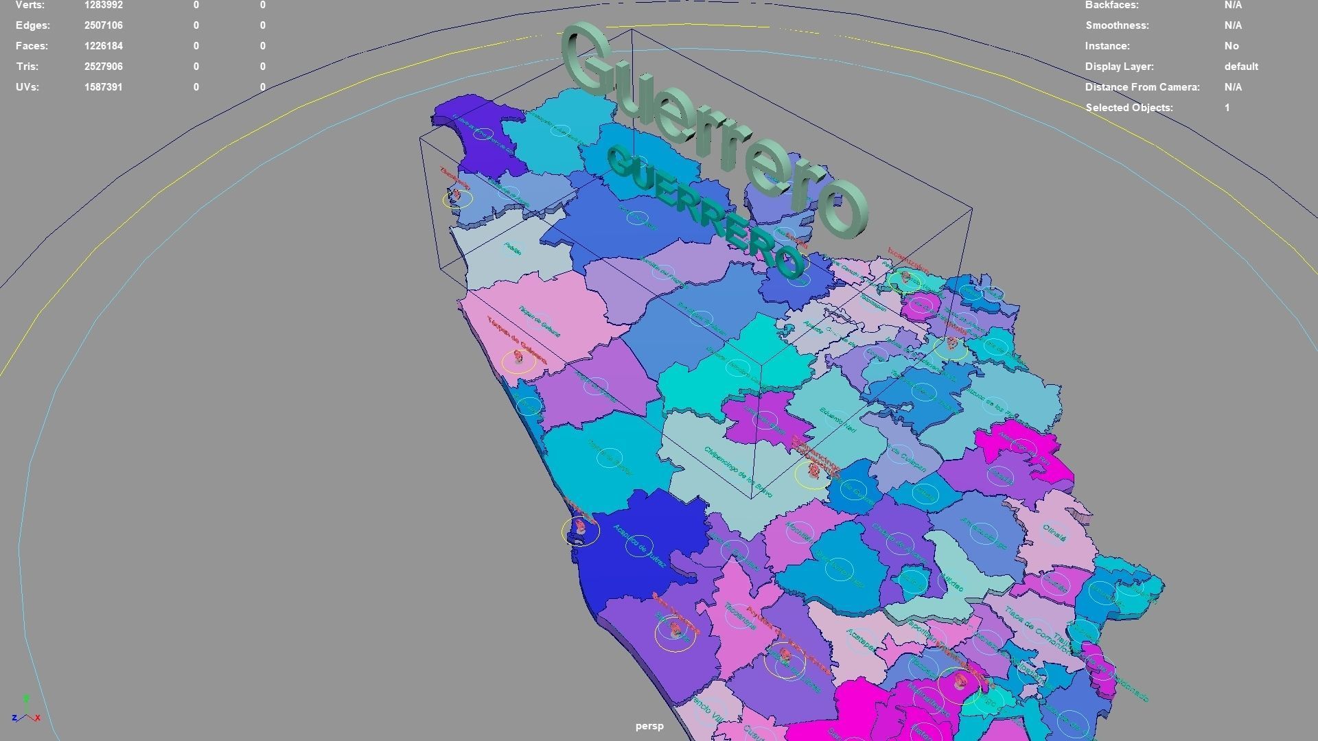 Guerrero Mexico map region geography political geographic 3D model_2