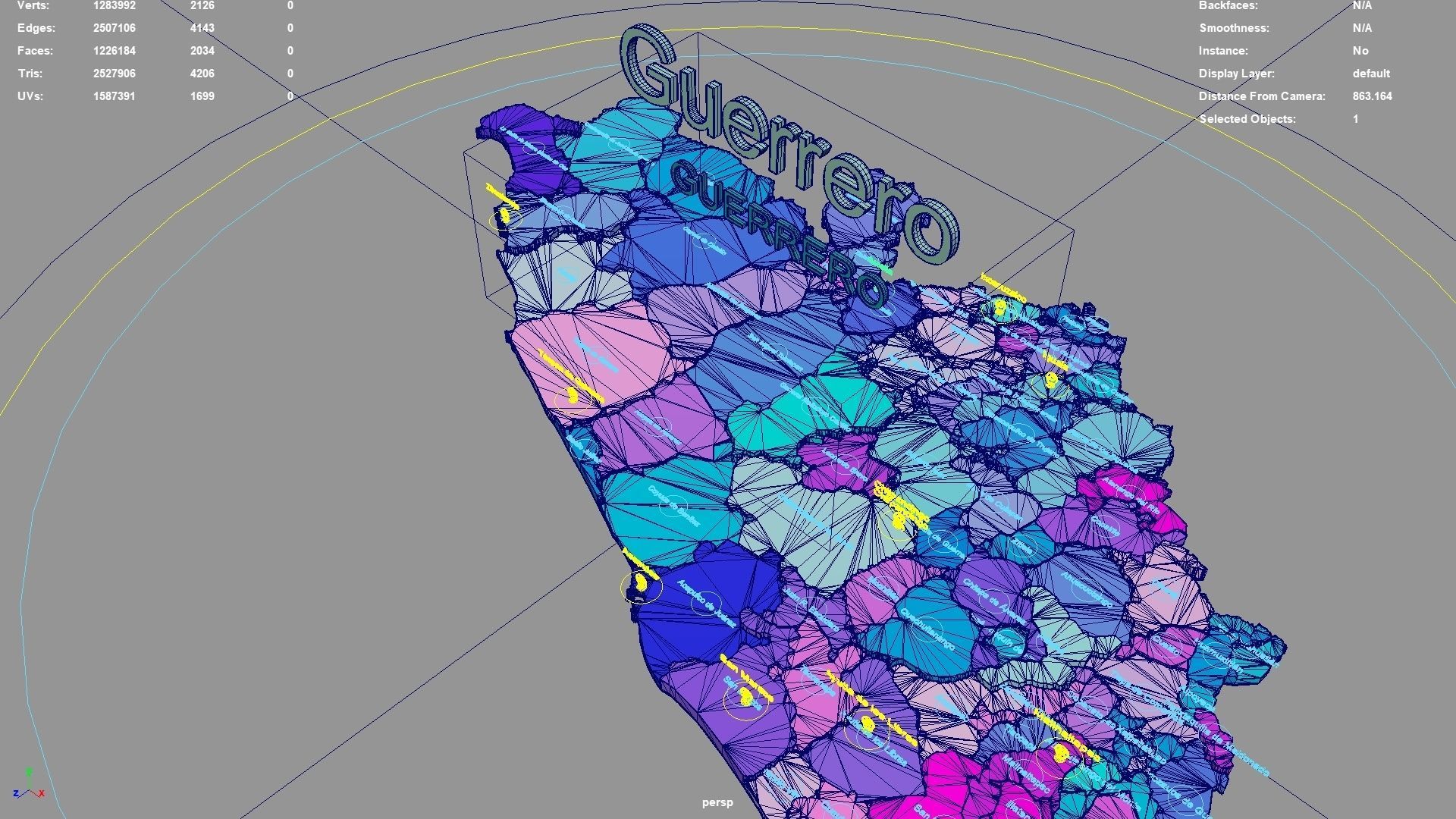 Guerrero Mexico map region geography political geographic 3D model_5