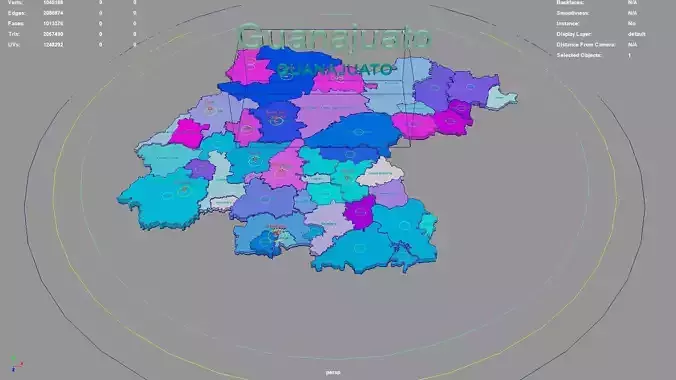 Guanajuato  Mexico map region geography political geographic 3D model