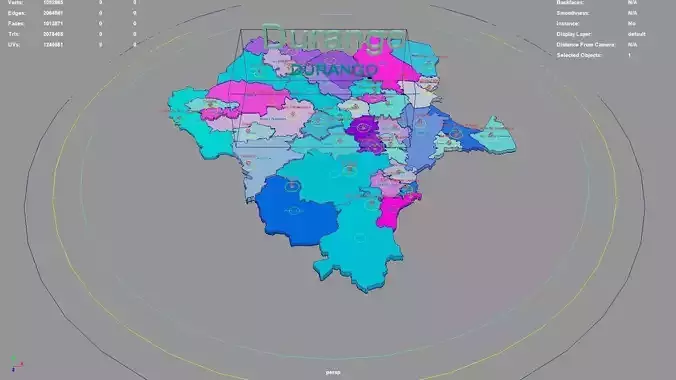 Durango  Mexico map region geography political geographic 3D model