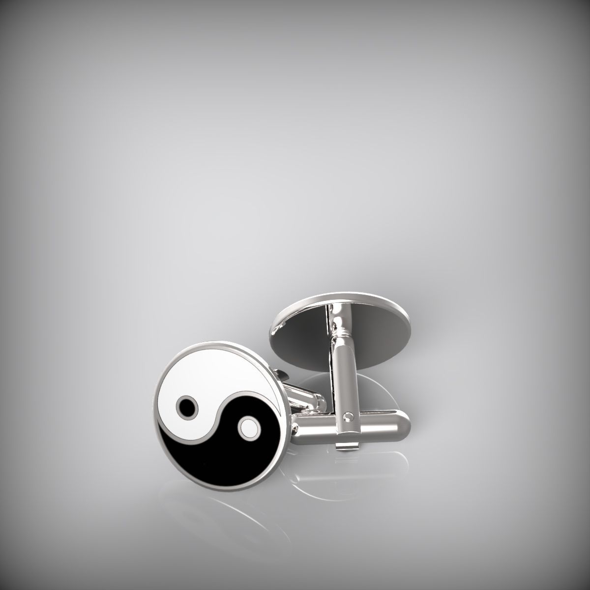 Yin and Yang cufflinks 3D print model_10