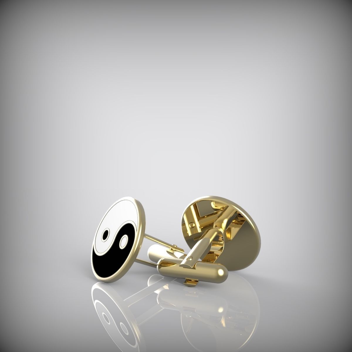 Yin and Yang cufflinks 3D print model_7