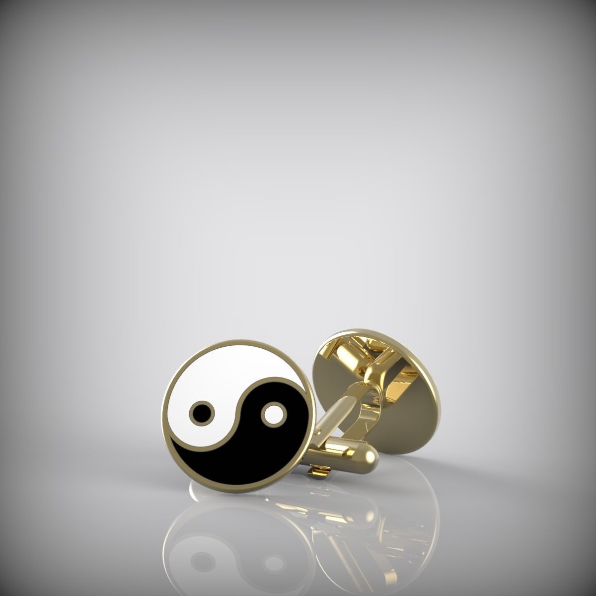 Yin and Yang cufflinks 3D print model_6