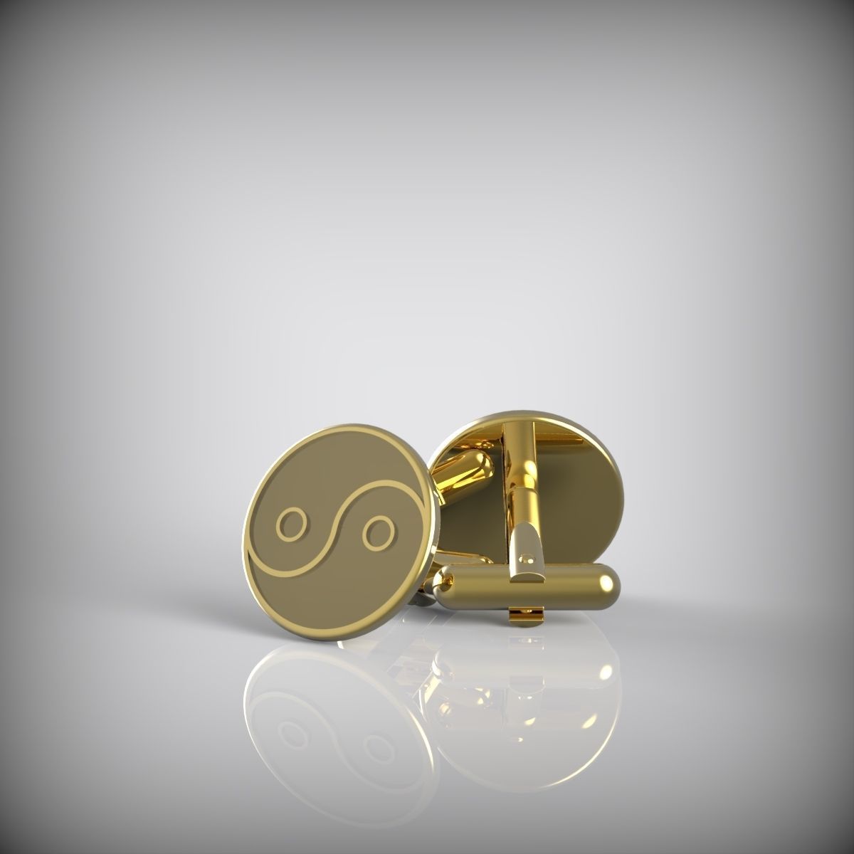 Yin and Yang cufflinks 3D print model_4