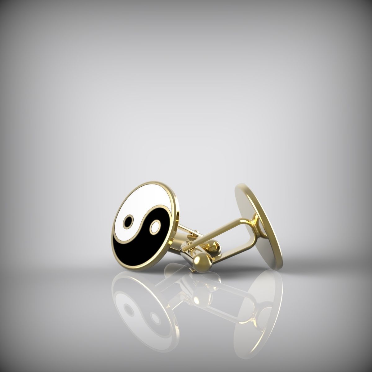Yin and Yang cufflinks 3D print model_1