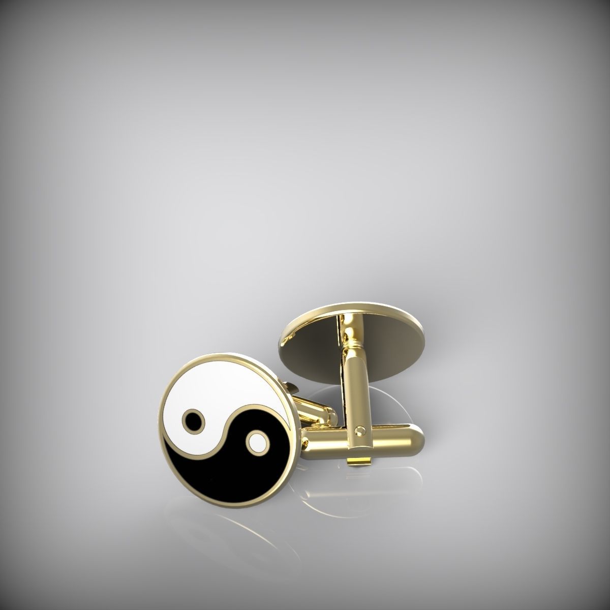 Yin and Yang cufflinks 3D print model_9