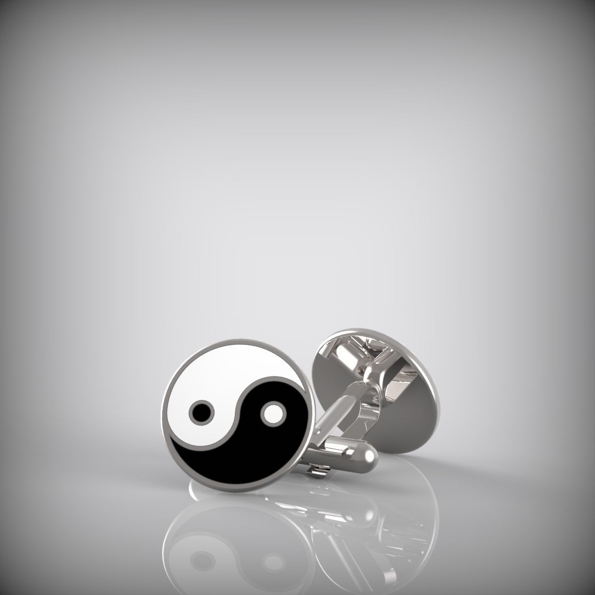 Yin and Yang cufflinks 3D print model_5