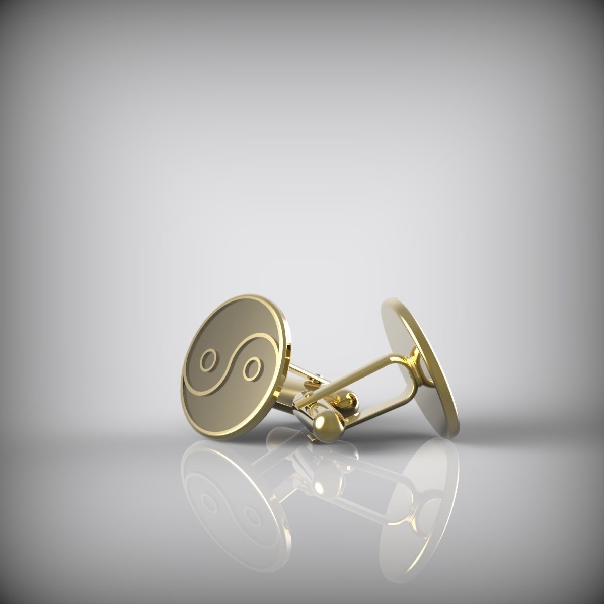 Yin and Yang cufflinks 3D print model_3