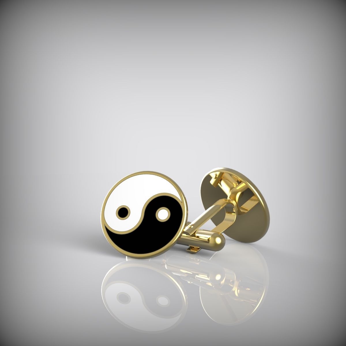 Yin and Yang cufflinks 3D print model_2