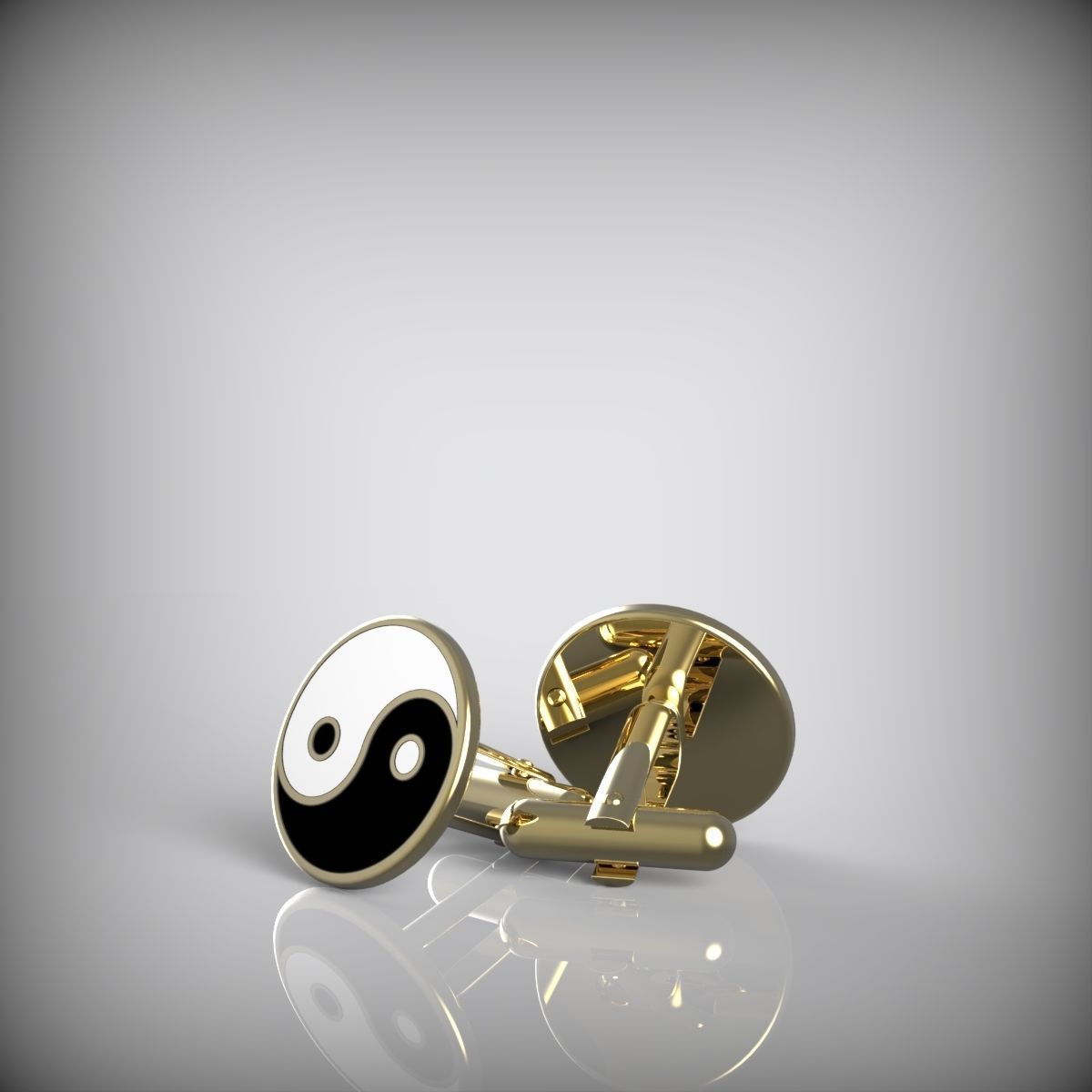 Yin and Yang cufflinks 3D print model_8