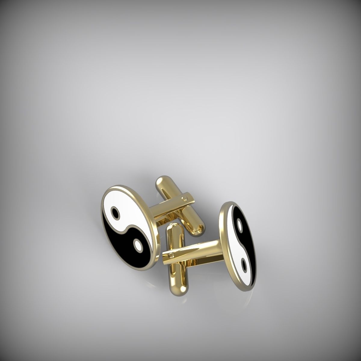 Yin and Yang cufflinks 3D print model_11
