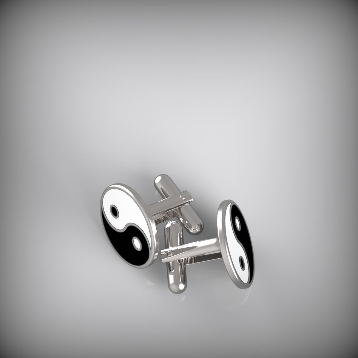 Yin and Yang cufflinks 3D print model_12