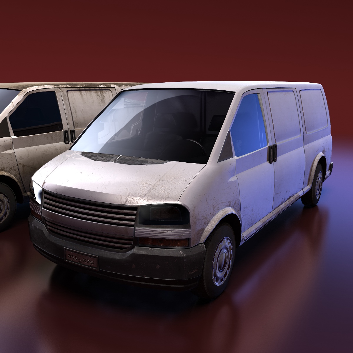 Van model chevrolet express vans Low-poly 3D model_3