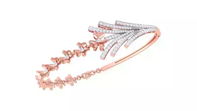 Flower High Jewelry Italian Diamond Bracelets 3dm stl obj gltf