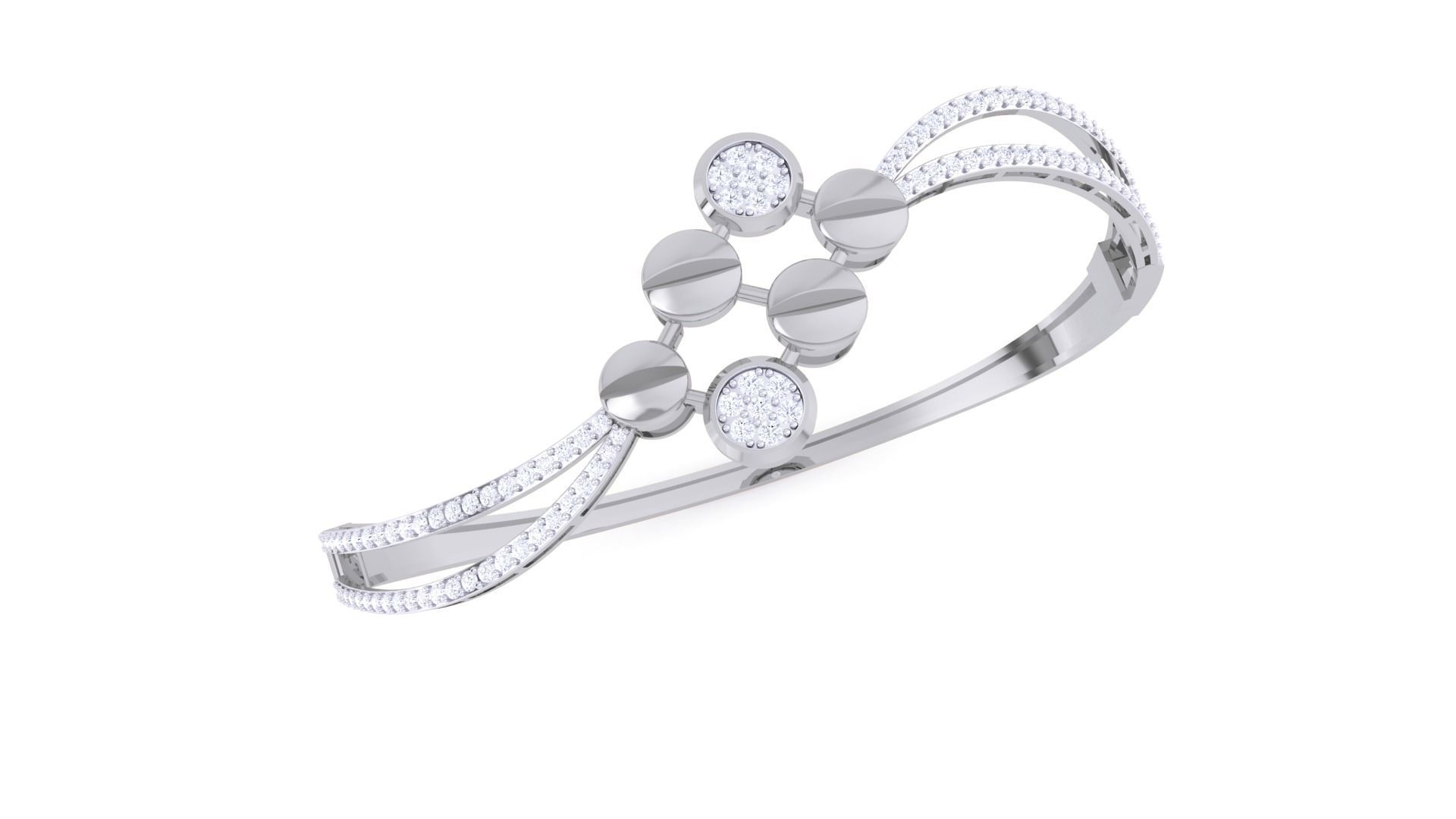 Screw Head Twisted High Jewelry Italian Diamond Bracelets 3dm  3D print model_4