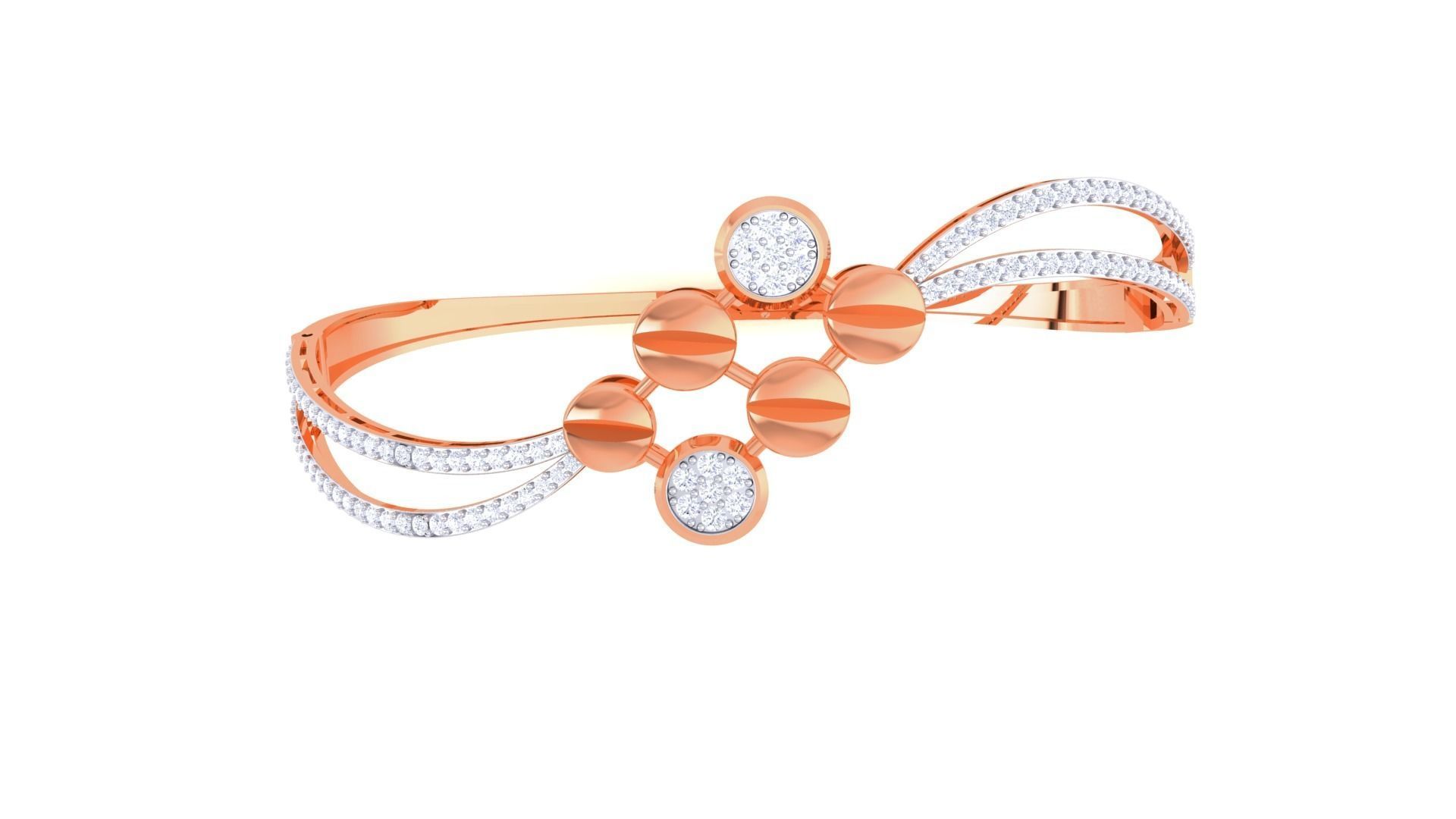 Screw Head Twisted High Jewelry Italian Diamond Bracelets 3dm  3D print model_9