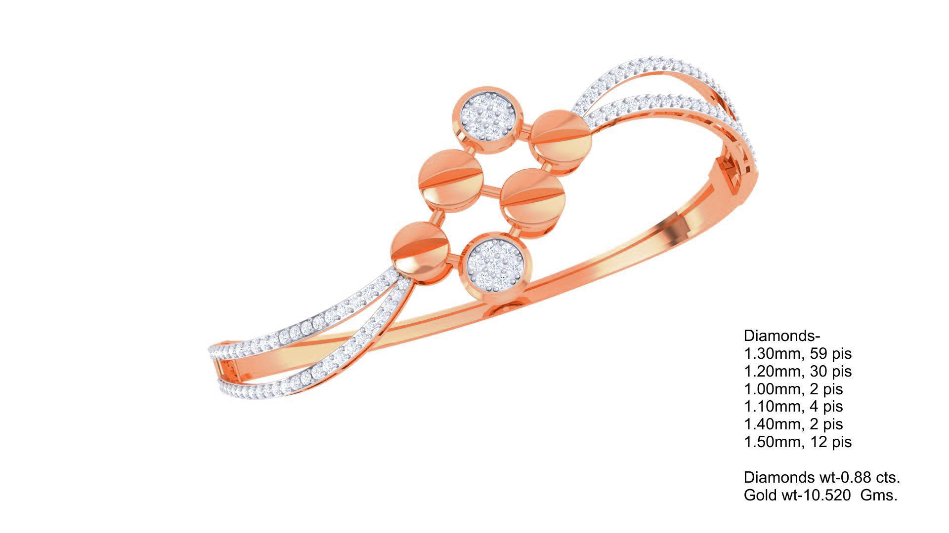 Screw Head Twisted High Jewelry Italian Diamond Bracelets 3dm  3D print model_2