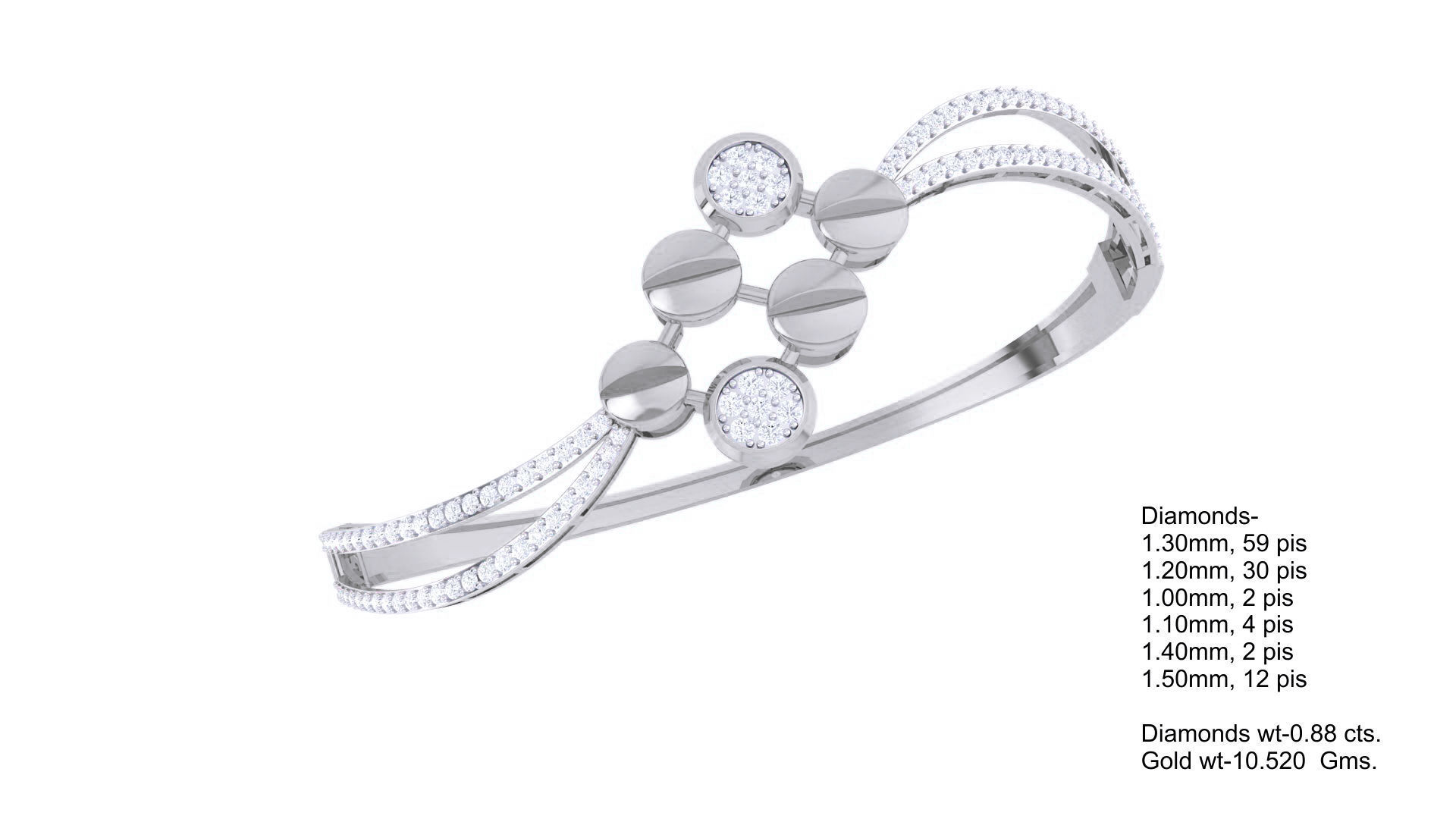 Screw Head Twisted High Jewelry Italian Diamond Bracelets 3dm  3D print model_3