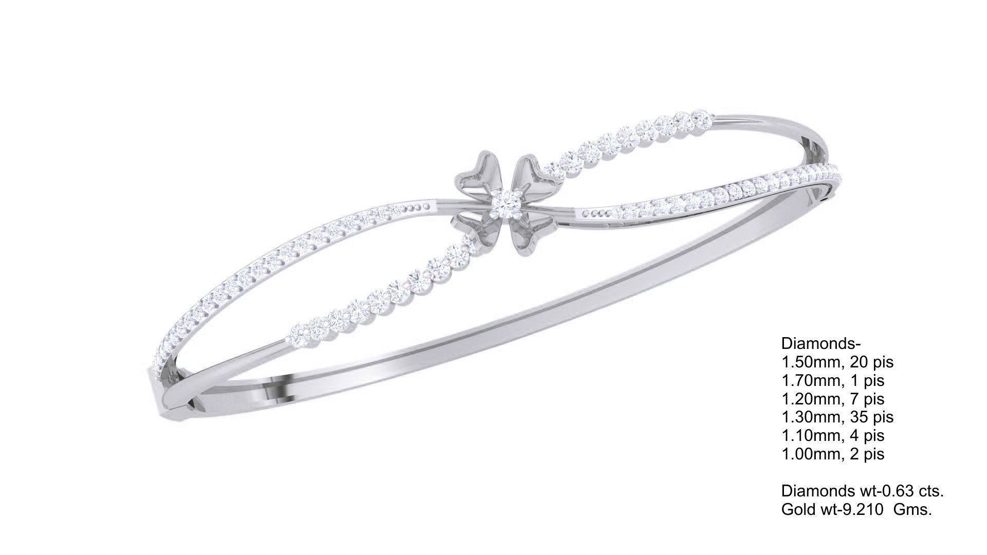 Flower High Jewelry Italian Diamond Bracelets 3dm stl obj gltf 3D print model_3