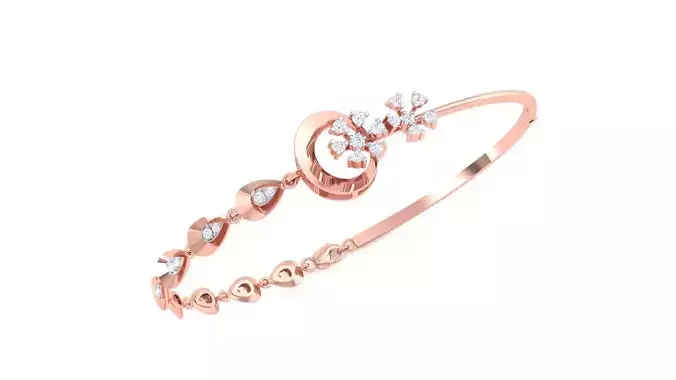Flower High Jewelry Italian Diamond Bracelets 3dm stl obj gltf