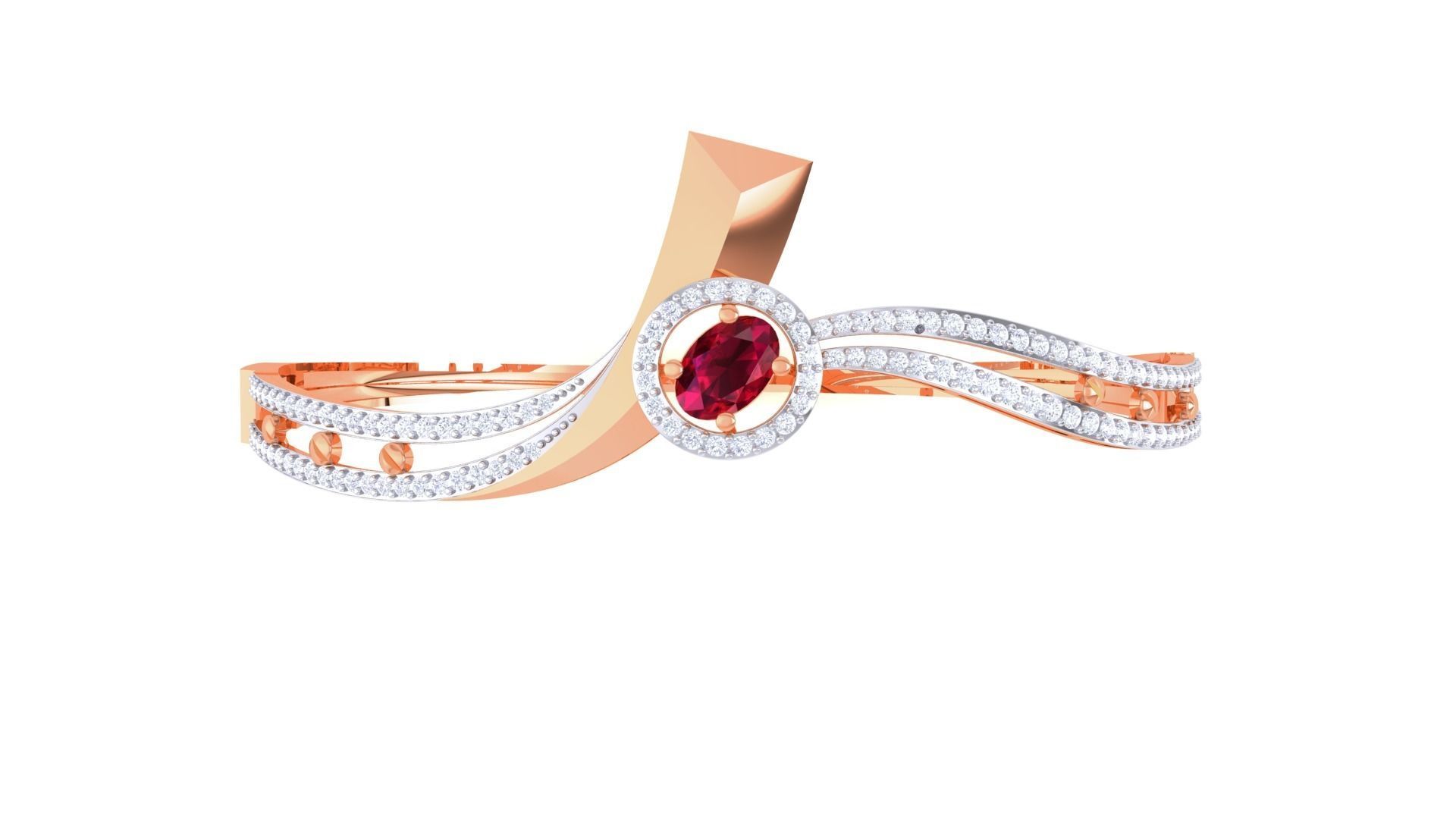 Twisted High Jewelry Italian Diamond Bracelets 3dm stl obj gltf 3D print model_9