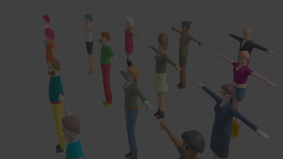 Low poly character bundle 3D model_1