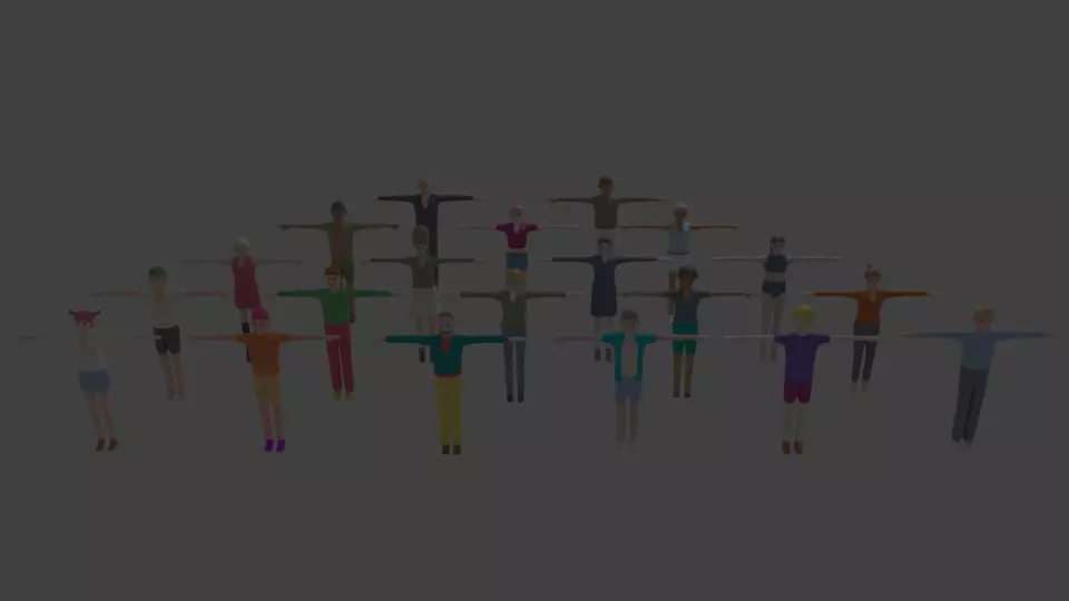 Low poly character bundle 3D model_0