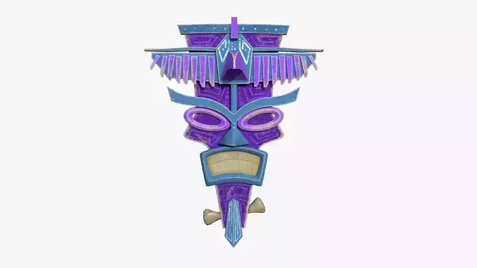 Tribal Mask C03 Purple Blue - Costume Character Design Low-poly 3D model