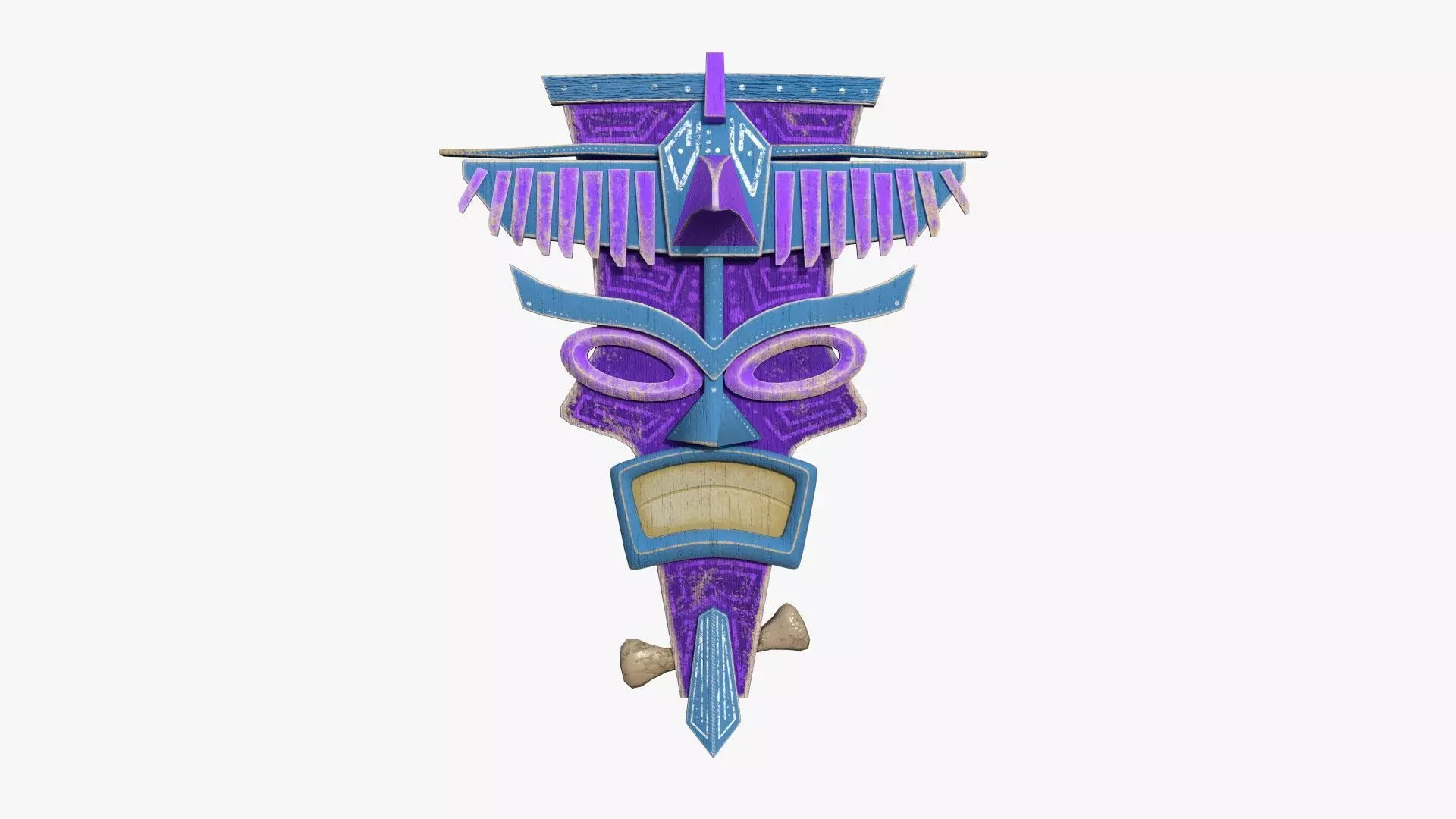 Tribal Mask C03 Purple Blue - Costume Character Design Low-poly 3D model_0
