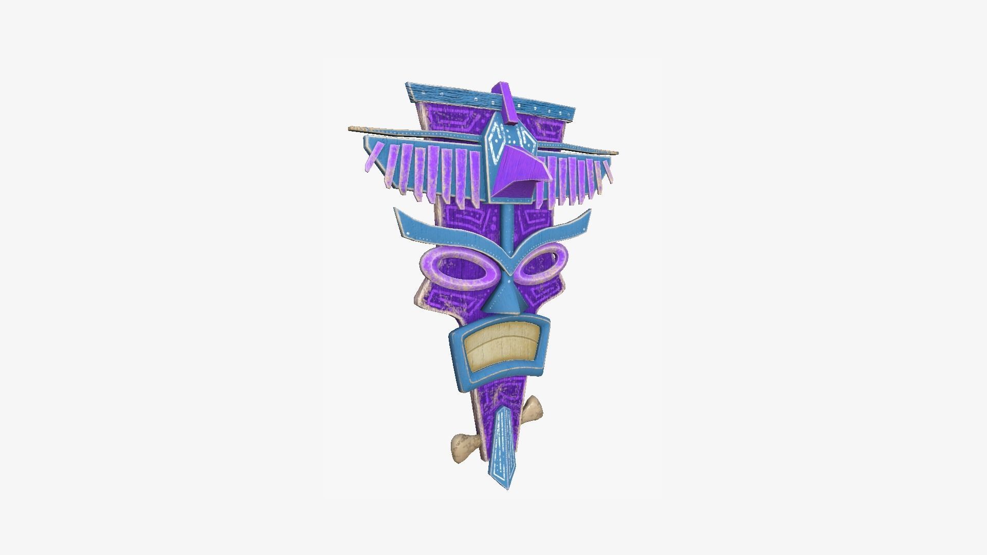 Tribal Mask C03 Purple Blue - Costume Character Design Low-poly 3D model_1