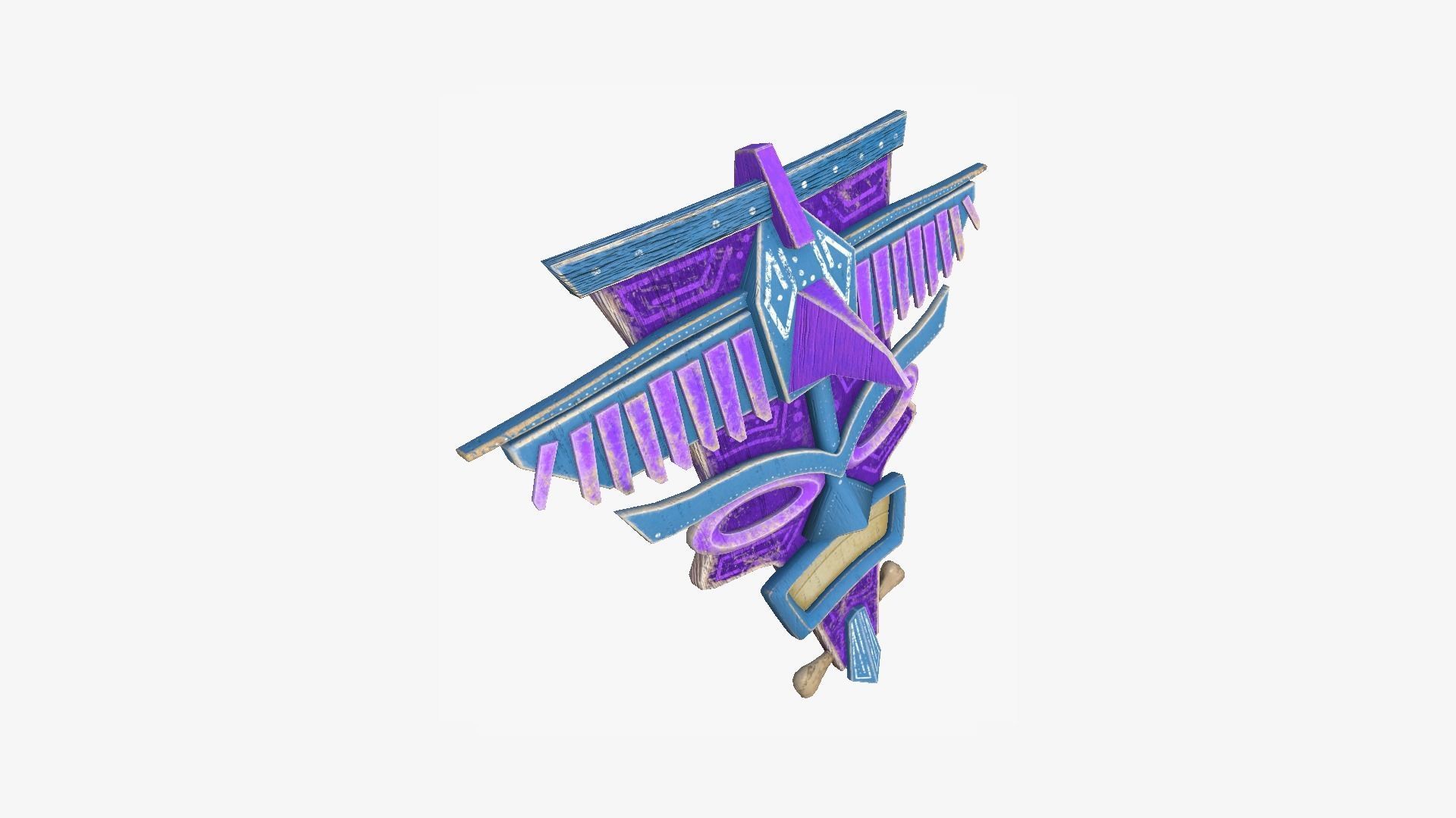 Tribal Mask C03 Purple Blue - Costume Character Design Low-poly 3D model_2