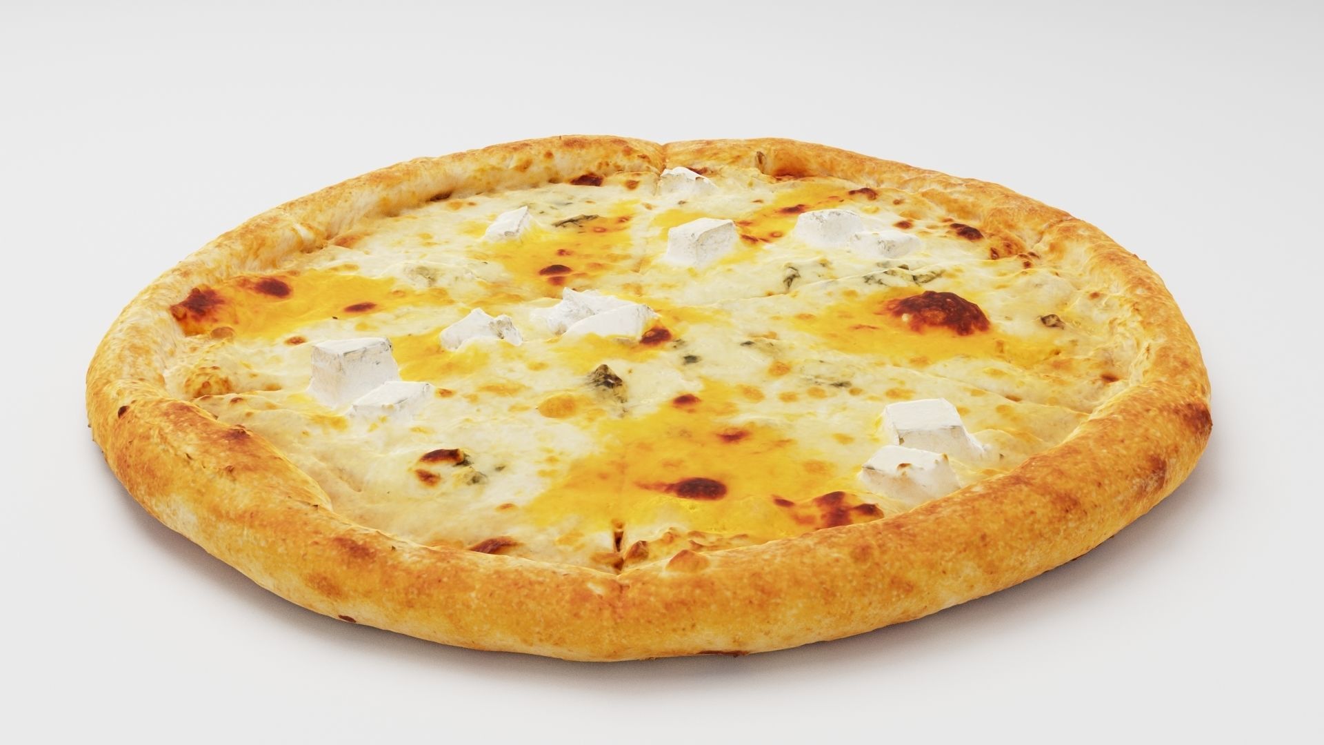 Pizza with mozarella cheese 3D model_1