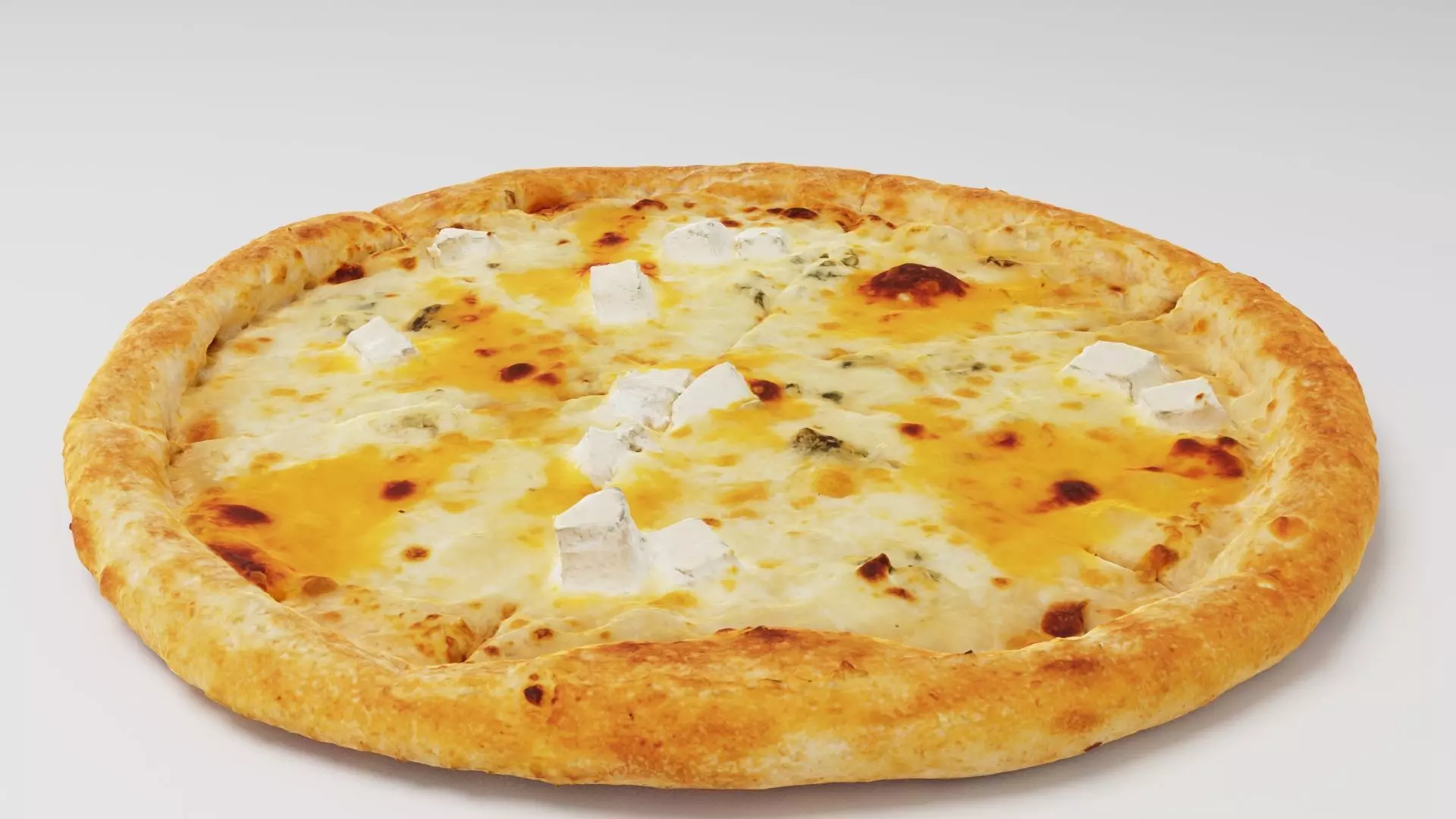 Pizza with mozarella cheese 3D model_0