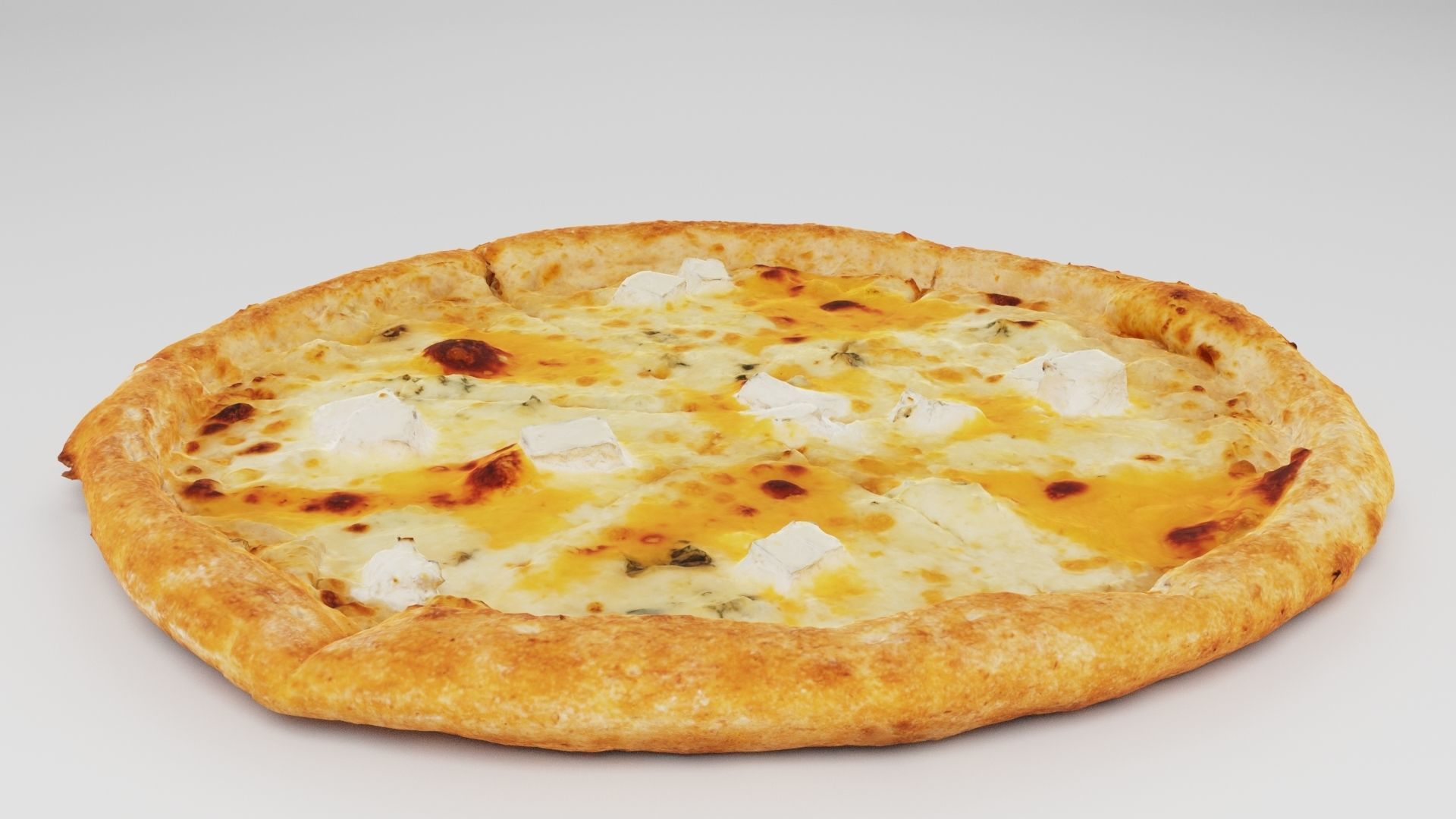 Pizza with mozarella cheese 3D model_3