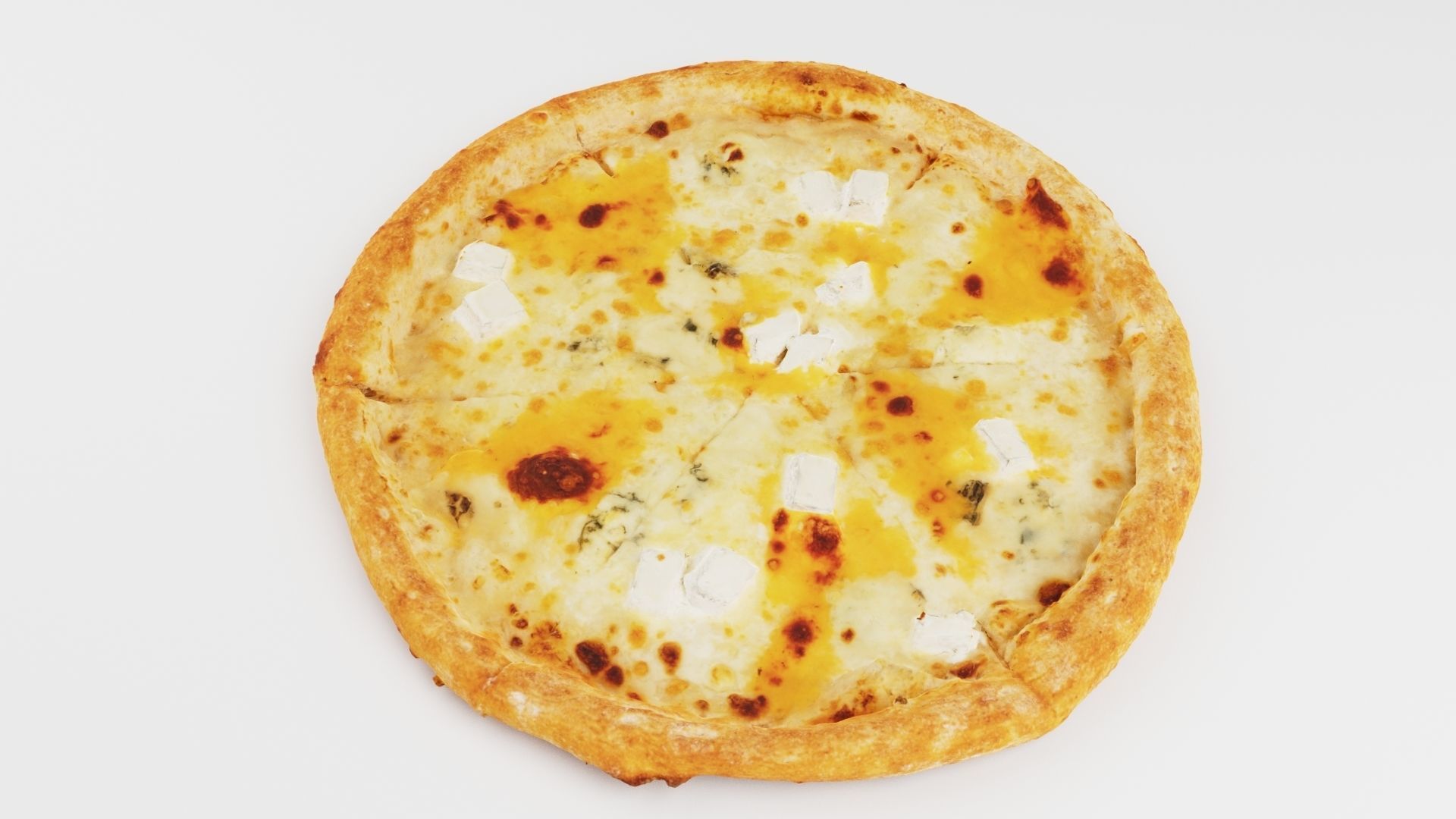 Pizza with mozarella cheese 3D model_2