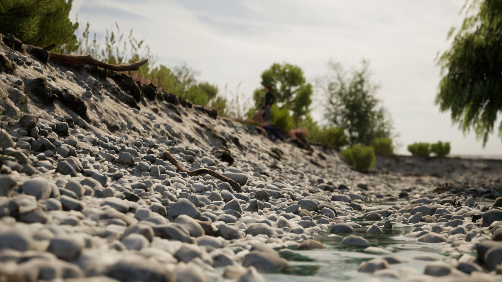 Alpine river gravel embankment-long Low-poly 3D model_7