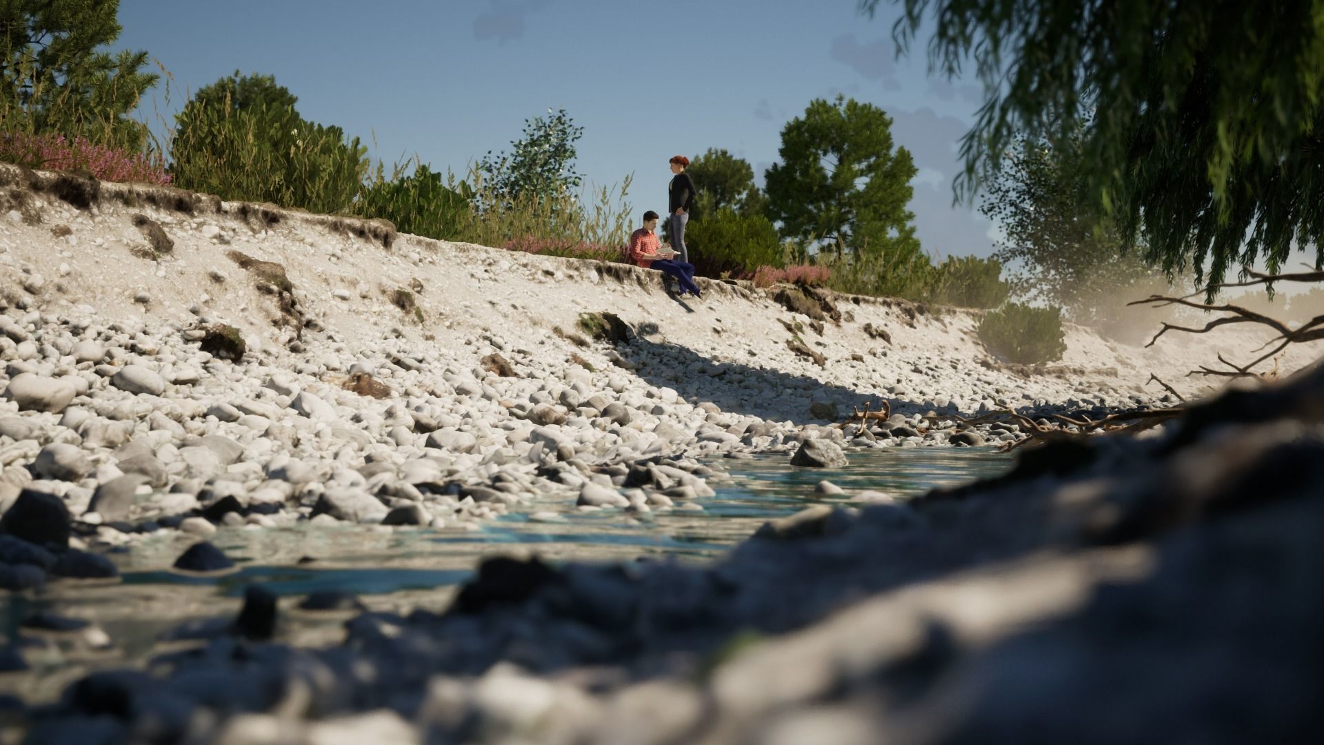 Alpine river gravel embankment-long Low-poly 3D model_5