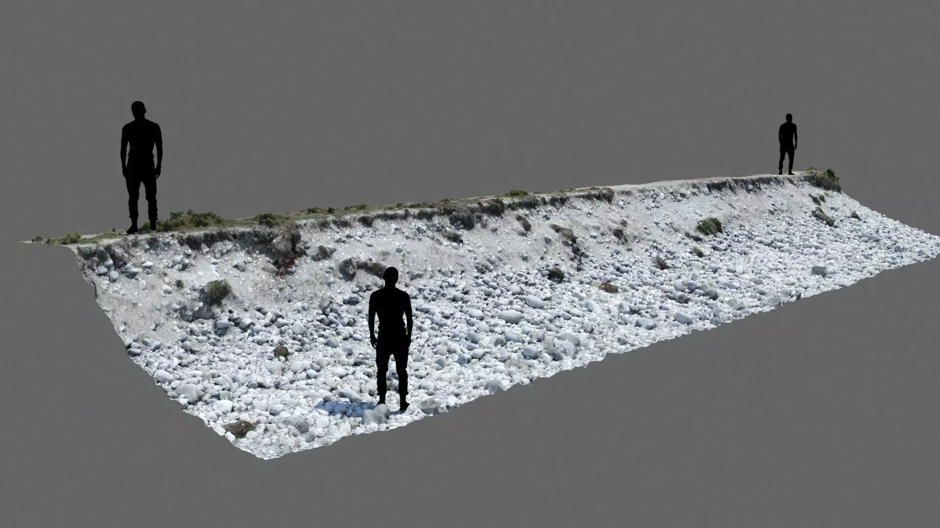 Alpine river gravel embankment-long Low-poly 3D model_0