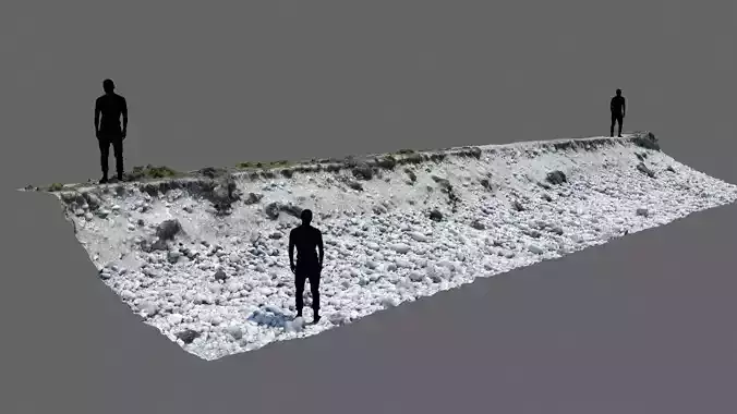 Alpine river gravel embankment-long Low-poly 3D model