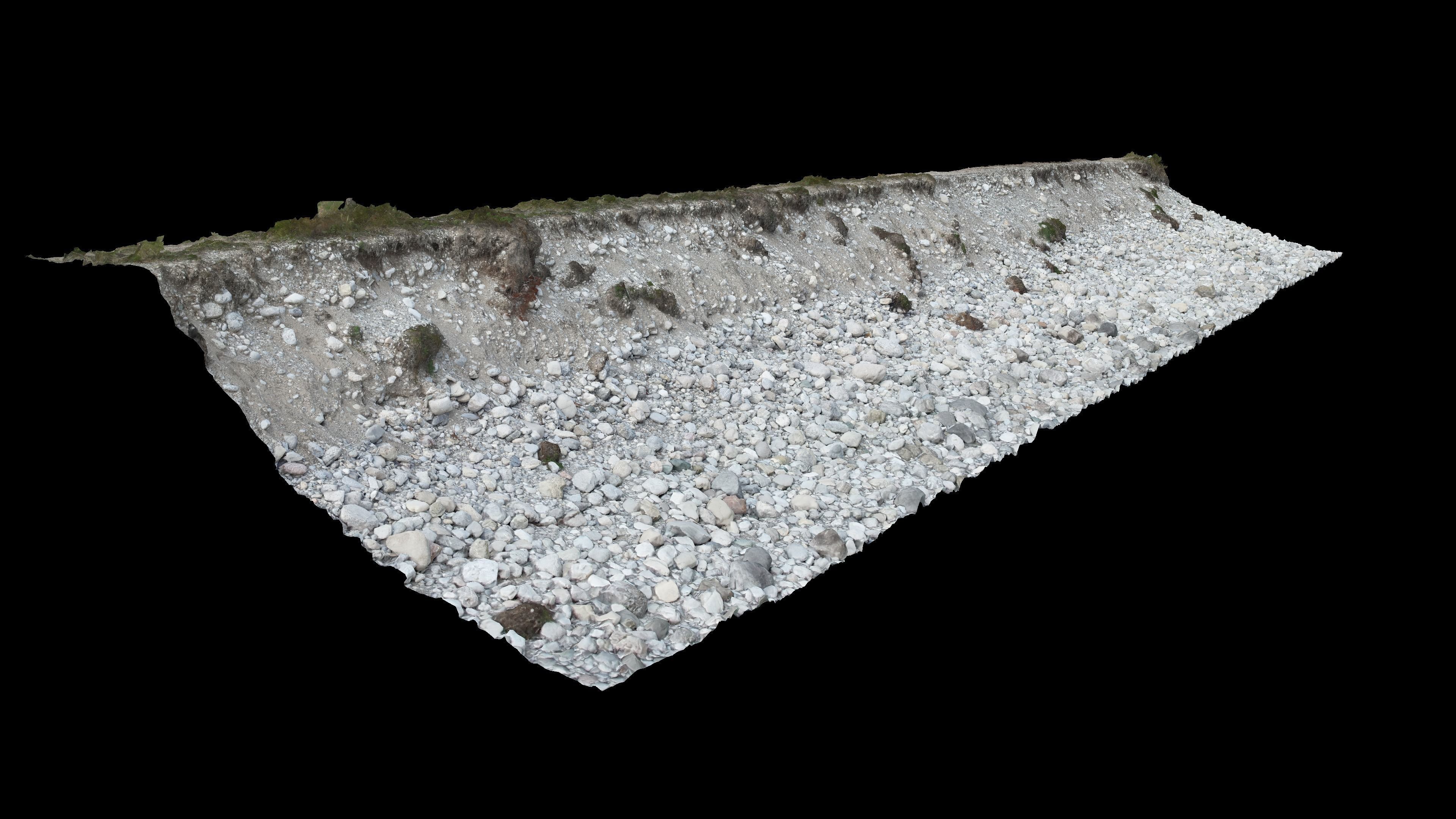 Alpine river gravel embankment-long Low-poly 3D model_2