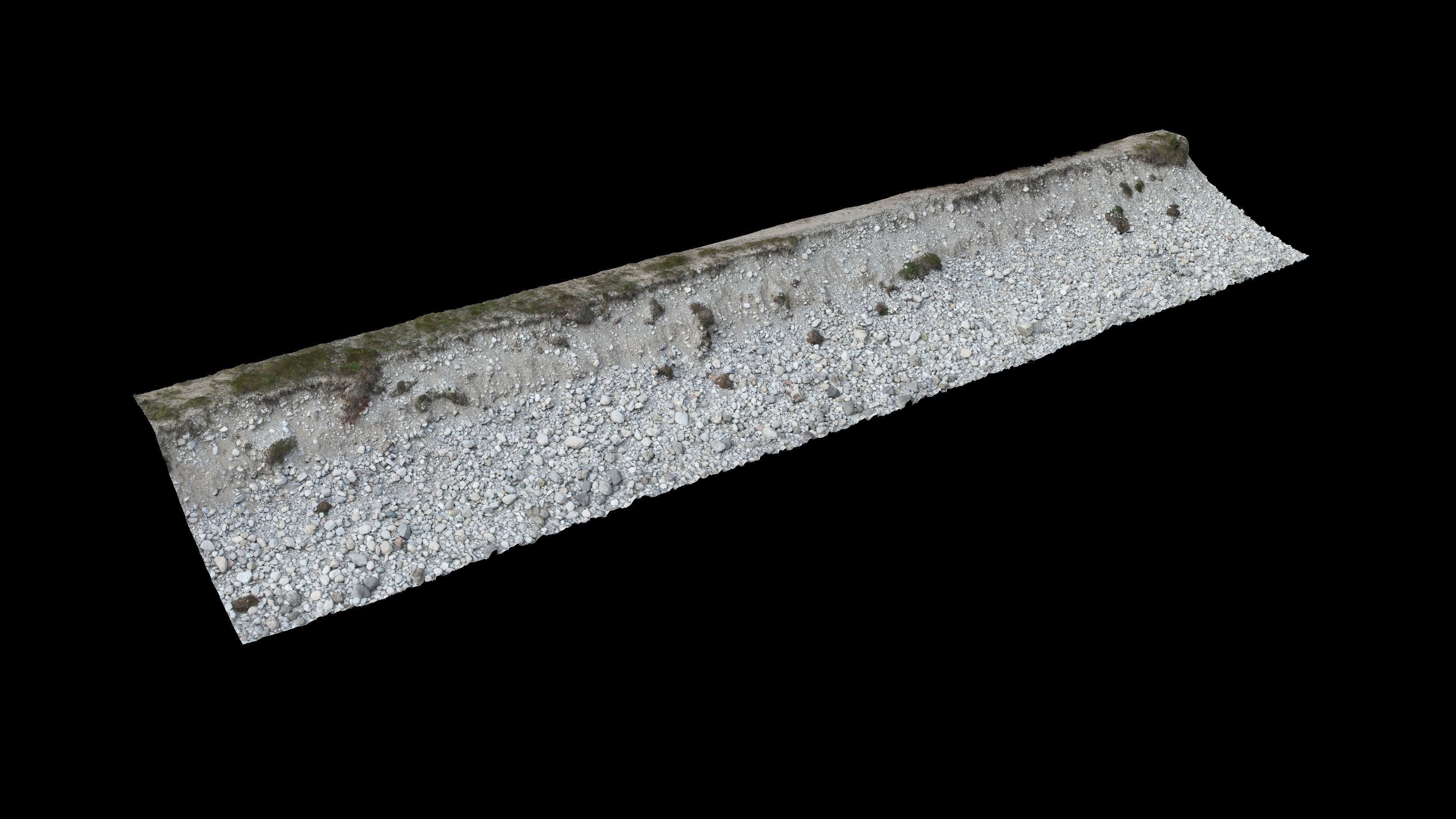 Alpine river gravel embankment-long Low-poly 3D model_9