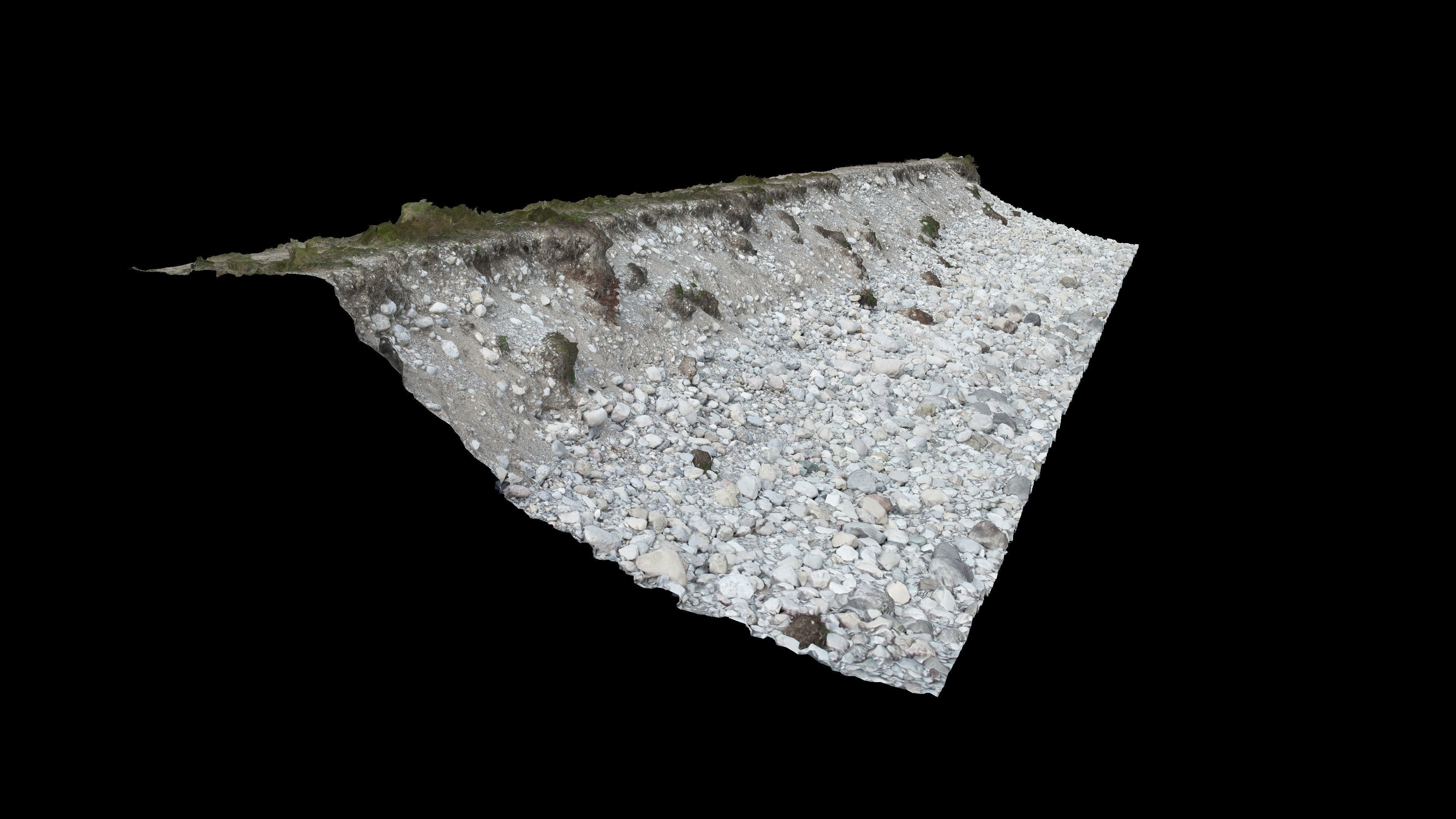 Alpine river gravel embankment-long Low-poly 3D model_1
