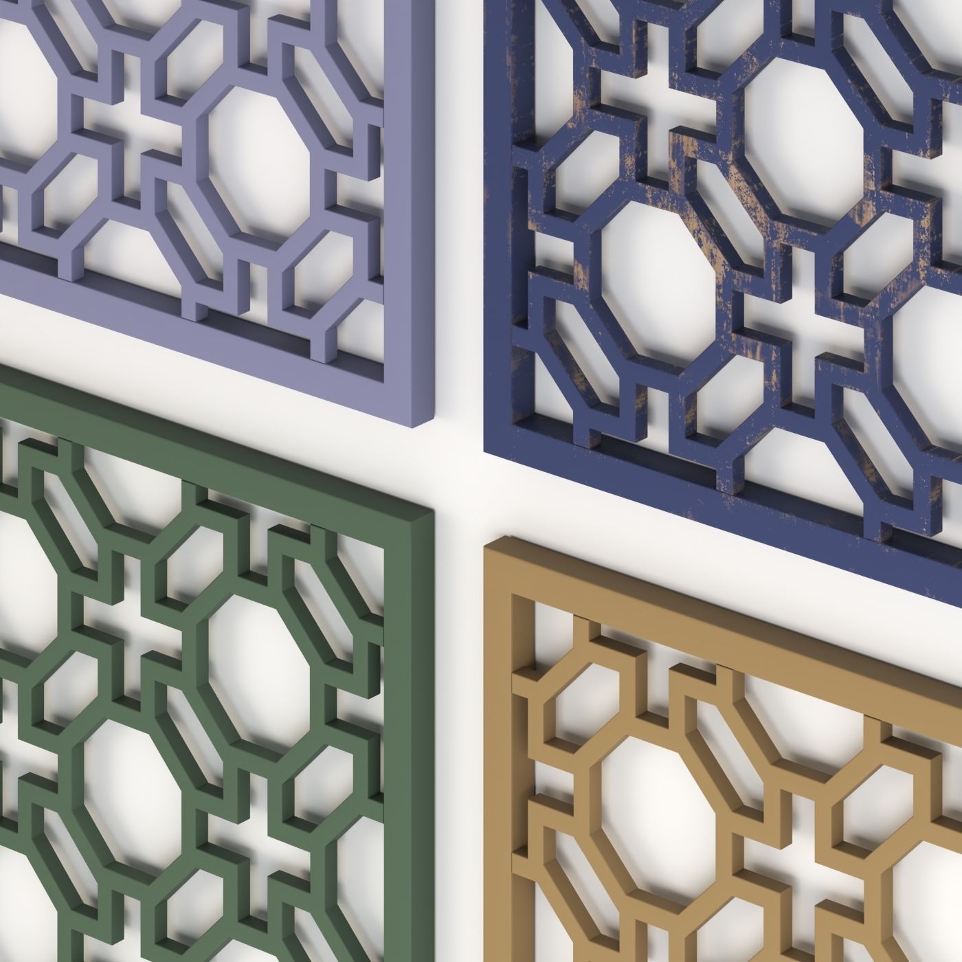 Arabic Islamic pattern wood decorative plaster 3D model_1